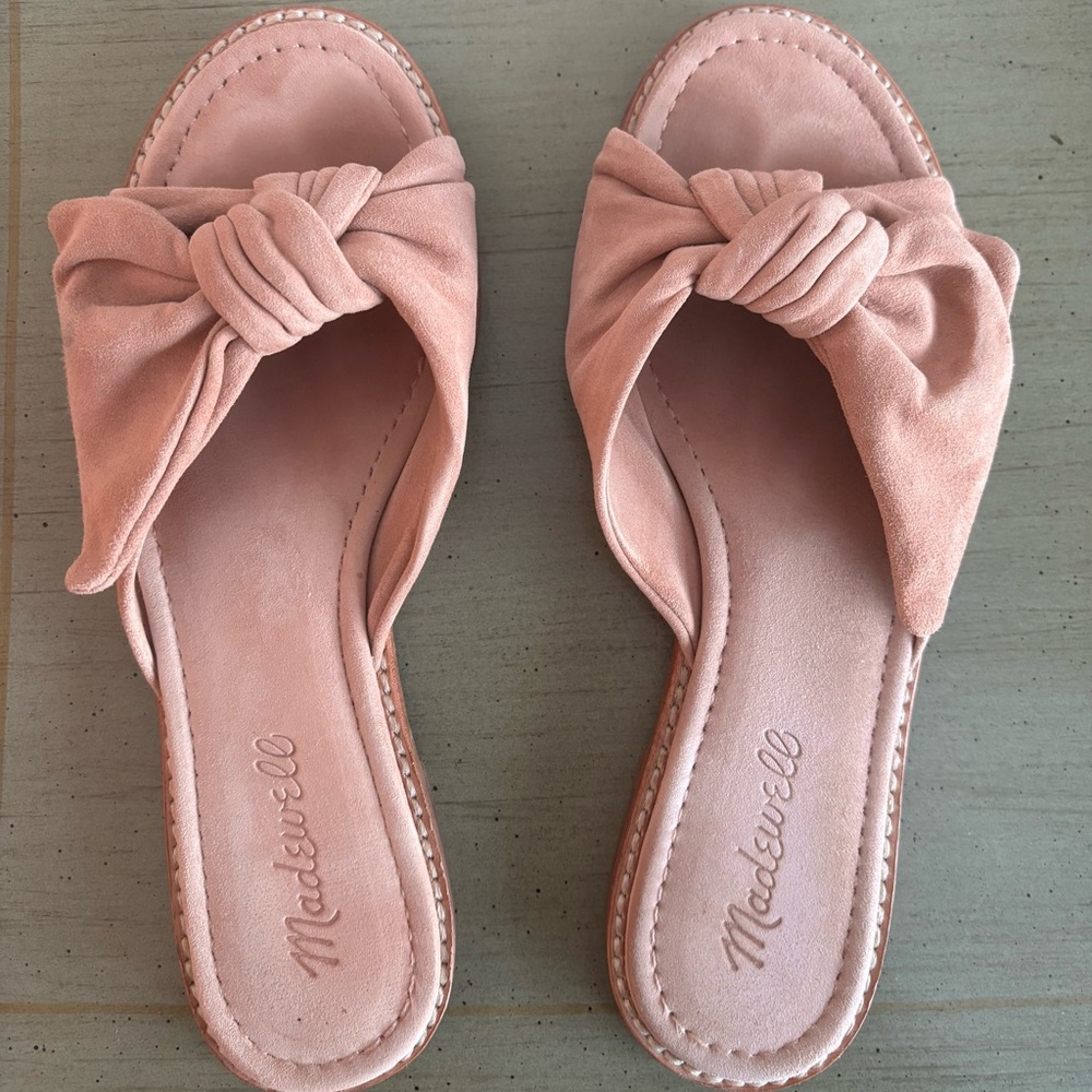 Madewell Blush Suede Knot Sandals